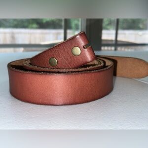 Classic Brown Genuine Full Grain Leather Belt No Buckle. BS040 #56 measure 60”+